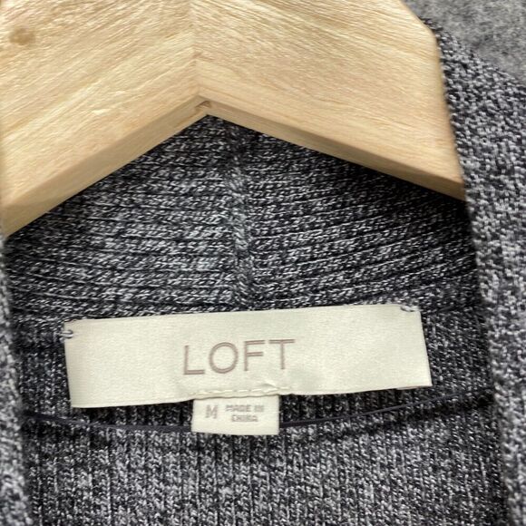 Loft Cardigan Women M Medium Gray Open Front Long Sleeve Rayon Knit Casual - Picture 5 of 10